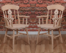 Set of 2 Beech Fiddle-Back Carver Chairs- Unfinished