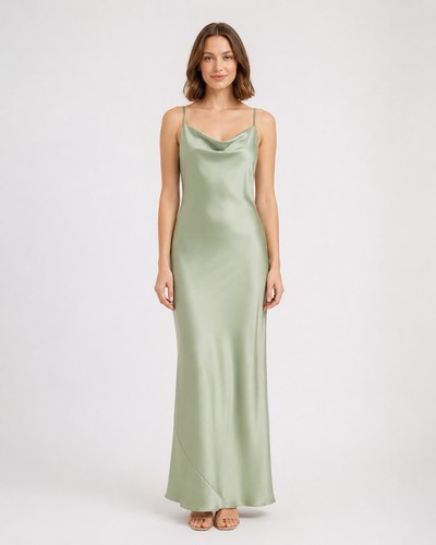 Sage green cowl neck slip - neck,