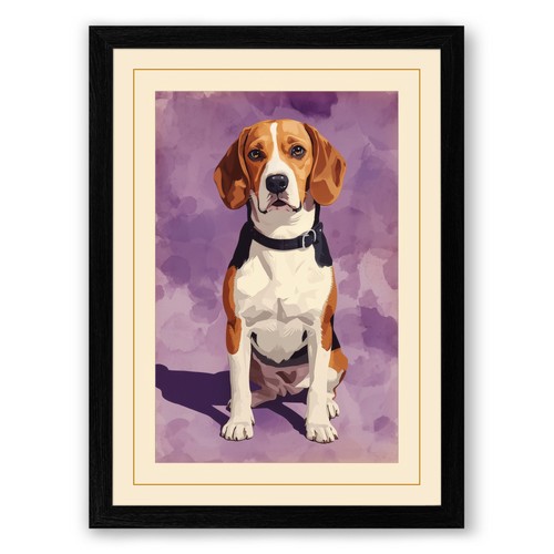 Beagle portrait modern framed - modern,