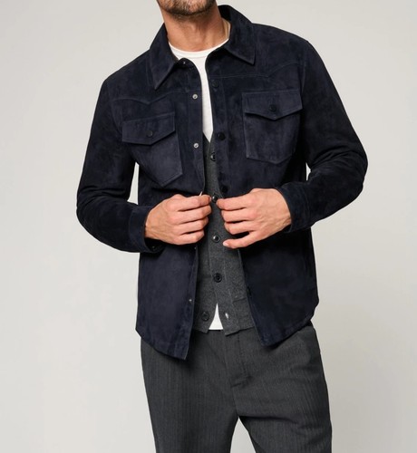 Men leather trucker jacket - leather,