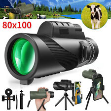80X100 Super High Power Portable Monocular Telescope Binoculars Hunting Camping