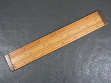 Vintage boxwood & brass proof slide rule ruler alcohol brewers