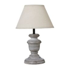 31cm Taupe Grey Urn Wooden Bedside Table Lamp Light Shabby Chic w Linen Shade