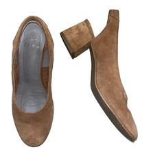 Cara Shoes 3 UK Block Mid Heel Light Brown Tan Real Leather Office Work 36 EU