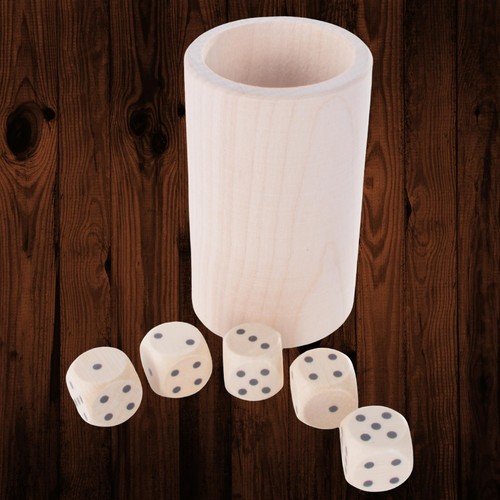 Wooden dice shaker - with, 5