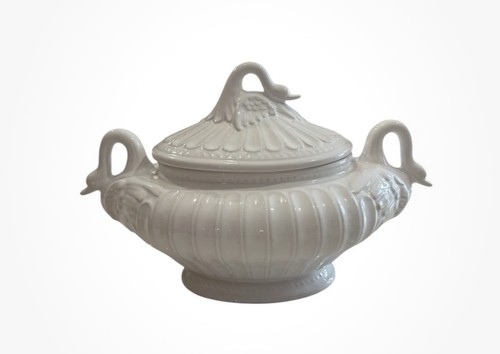 Vintage white swan soup tureen - vintage,