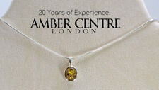 Baltic German Green Amber Pendant in 925 Sterling Silver PE0053  RRP£40!!!