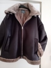 Womens Chocolate Brown Aviator Jacket Size L