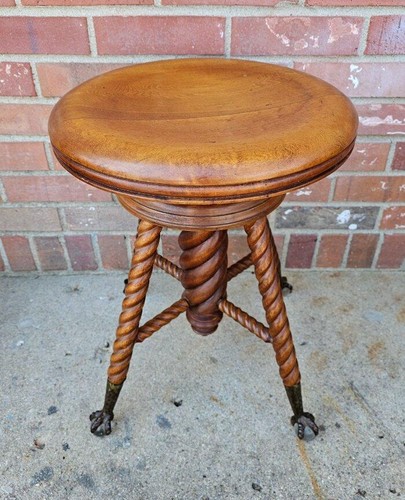 Mahogany piano stool ornate - mahogany,