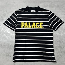 Palace Striped T-Shirt Logo Print Men's Medium Black White Short Sleeve