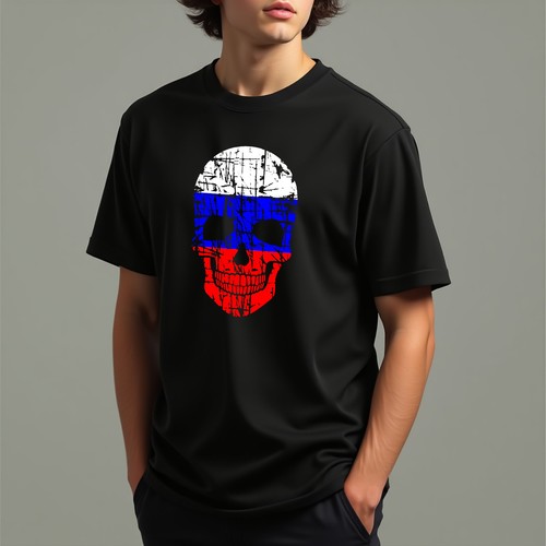 Russian flag skull shirt - flag, t-shirt