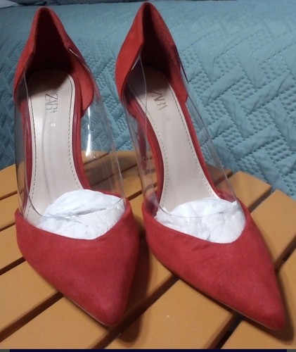 Zara red faux suede pvc - faux, suede/