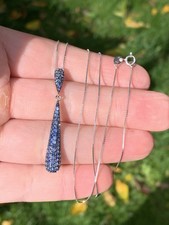 Silver Sapphire Incredible Cluster Pendant On Chain 925 ￼