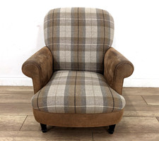 ARMCHAIR DFS Brown Tartan Faux