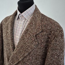 1940s Montague Burton CC41 Utility Tweed Overcoat Mens 48 Short Herringbone WWII