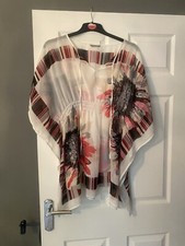 M&S Beach Cover Up Size L White/ Multicoloured 