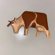 Wooden cow Ornament brown & cream 