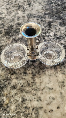 Vintage double glass salt - glass,