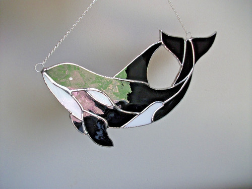 Stained glass orca - glass, killer