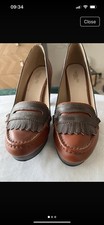 Redoute Brown And Tan Brogue Heeled Shoes