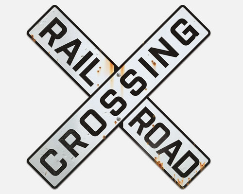 Distressed railroad crossing - distressed,