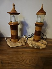 Set of beautiful  unique bedside table  lamps lighthouse hand made