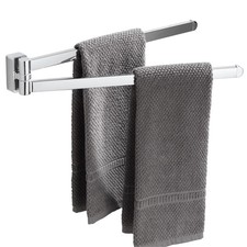 Chrome Swivel Towel Rail Stainless Steel Bathroom Kitchen Wall Mounted Towel New