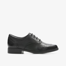 Clarks Girls Sami Walk Kid Black Leather Brogues Leather School