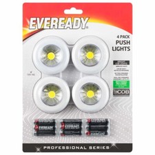 EVEREADY SUPER BRIGHT LED PUSH LIGHT STICK ON BATTERY KITCHEN SHED CUPBOARDS New