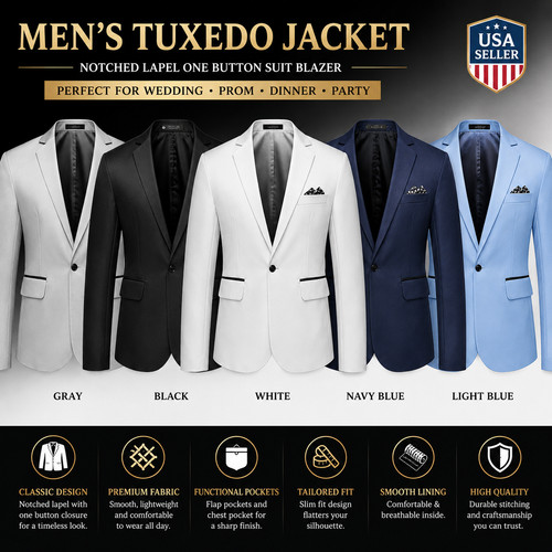 Men tuxedo jacket notched - men's,