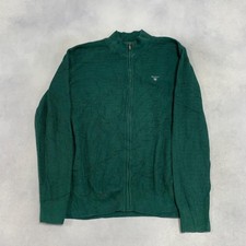 Gant Knitted Cardigan Zip Up Knit Sweater With Embroidered Logo Men's M