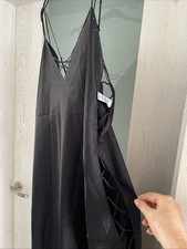 Ladies Bhs Black Satin Nightdress Size 20 