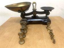 Vintage Boots Cast Iron Weighing Scales with 10 Brass Weights