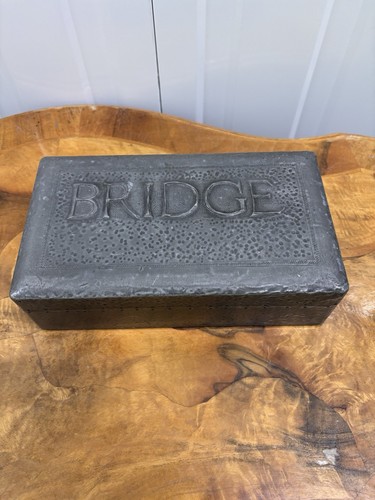 Vintage metal bridge tin box - tin,