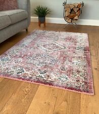 Bohemian Vintage Traditional Distressed Faded Pink Terracotta Area Rug Runner