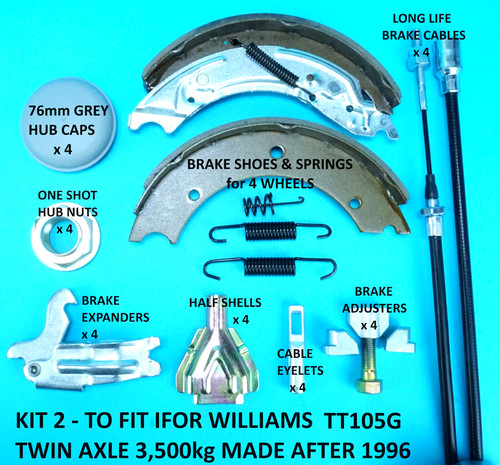 Twin axle brake shoe - axle, cable