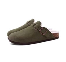 Green Fluffy Faux Suede Clog