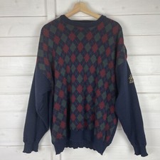 PROQUIP Jumper Mens Size XL Wool Blend Argyle Windproof Pullover Lined Golf