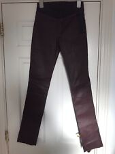 Burgundy real stretch leather leggings UK 8