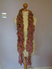 Scarf/Boa By Powder Pink Ruffles With Green Edging 4 x 72 Inches