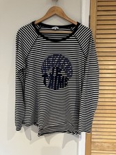Next Black & White Breton Stripe Top Jumper - weekend Je T'aime Slogan - UK 18