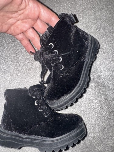 Next black velour kids boots - next,