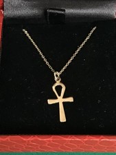 9ct. Gold ANKH Pendant and 16 Inch Delicate Chain — Boxed