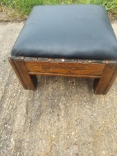 Vintage Wooden Upholstered Bench Foot Stool Pouffe Ottoman Used Condition