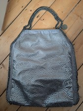 Chic Falabella-Style  Tote With Studs And Chain Detail - Grey Faux Suede Bag