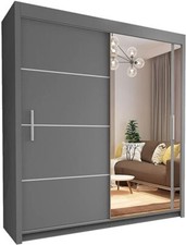 Modern Double Mirror Sliding Doors Wardrobes Matt Finish- 4 sizes & 3 colours