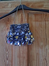Frangi Silk, beaded, sequin grey Evening Bag.