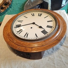 Antique Fully Working 12” Wall School Station Rail Clock Victorian Large 1920s