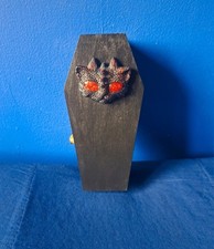 Red Eye Devil Cat Coffin Jewellery Wooden Box Jewellery Organiser Keepsake Box