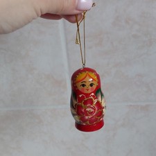 Russian Doll Matryoshka Christmas Tree Ornament Wooden Hanging Decor Babushka